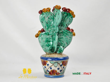 Pianta Fichi D'India in Ceramica di Caltagirone 31 cm