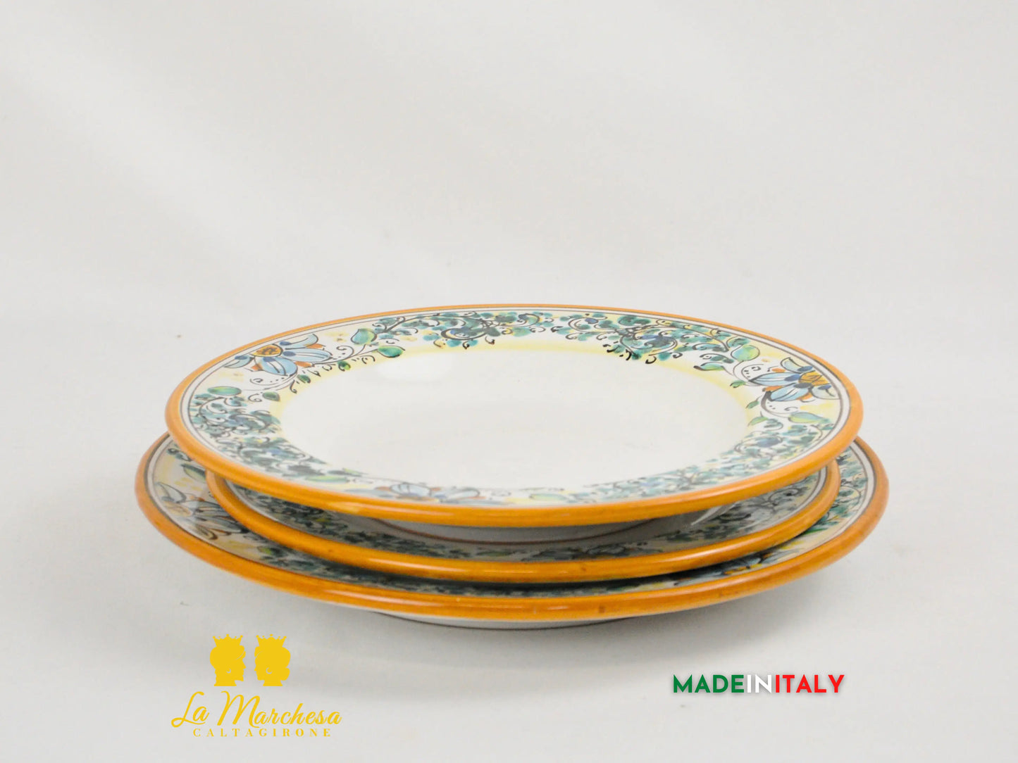 FINE SERIE - Set Servizio 3 Piatti in Ceramica di Caltagirone - Vari Decori