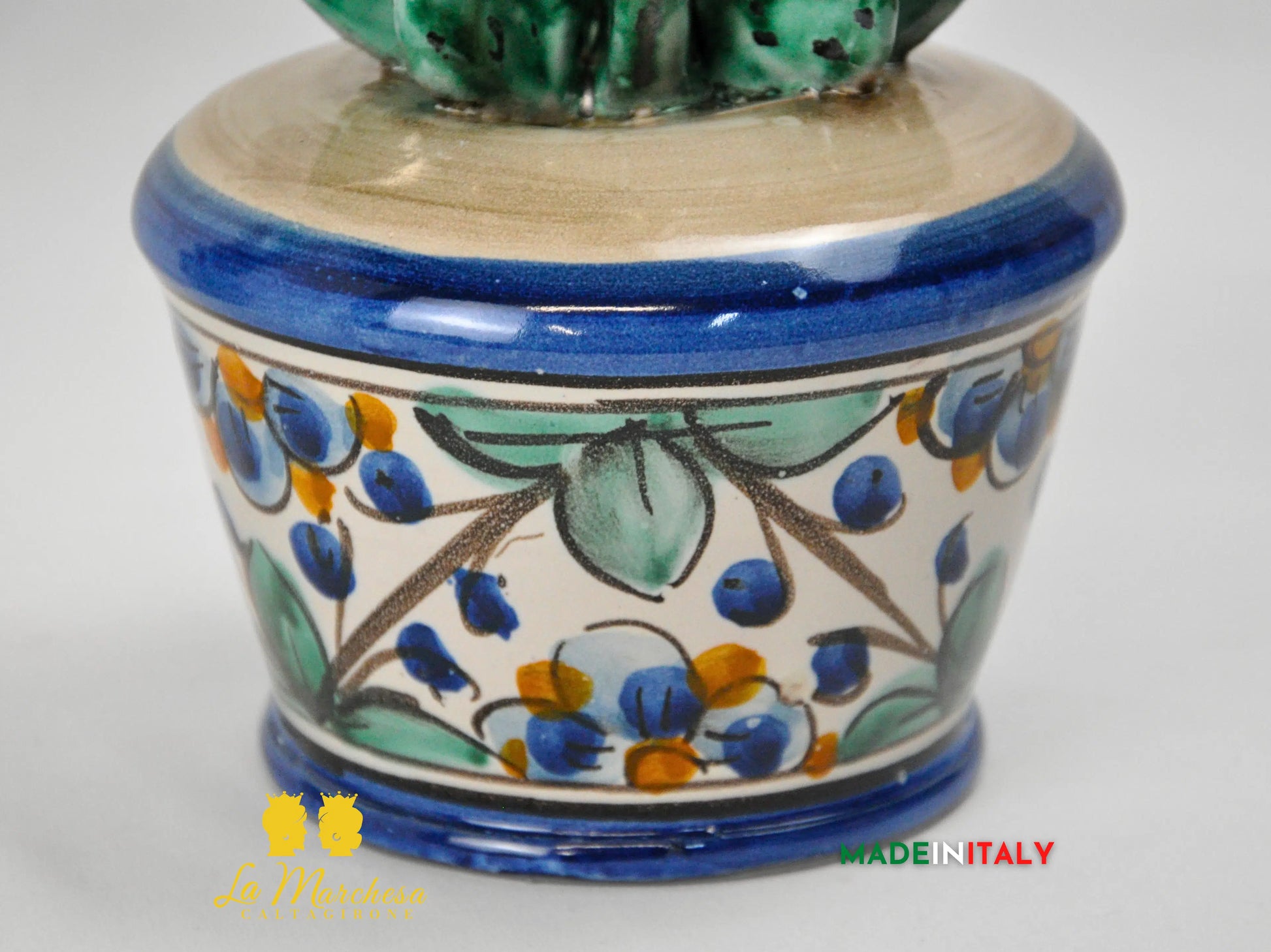Pianta Fichi D'India in Ceramica di Caltagirone 31 cm