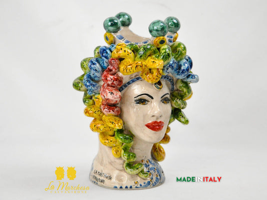 Testa Medusa Colorata in Ceramica di Caltagirone 22cm