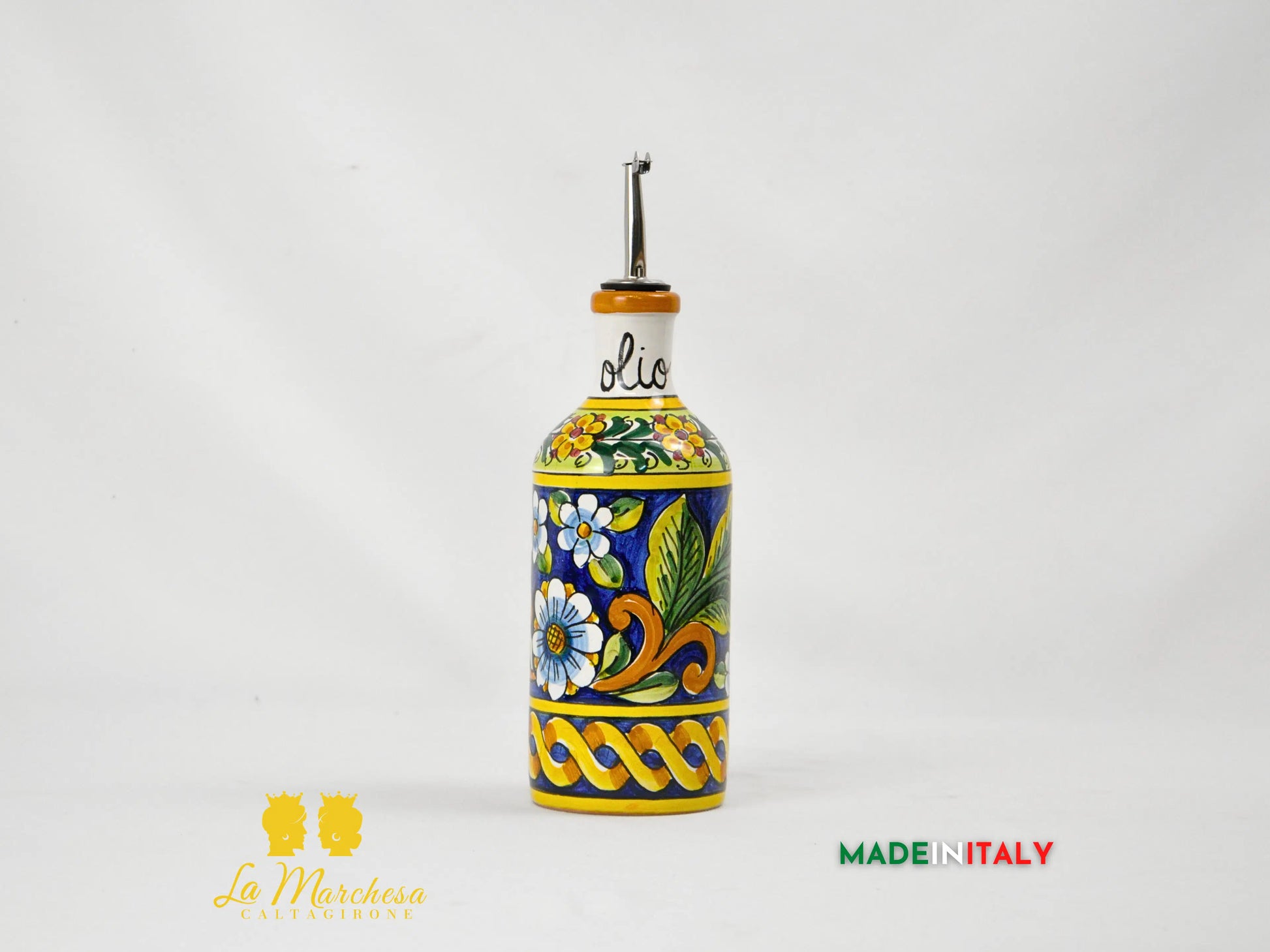 Vaso da Fiori a Viso Decorato Madreperla in Ceramica di Caltagirone 15cm - Vari Modelli