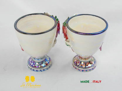 Teste di Moro Vaso a Viso Decorato Madreperla in Ceramica di Caltagirone 15cm - Vari Modelli