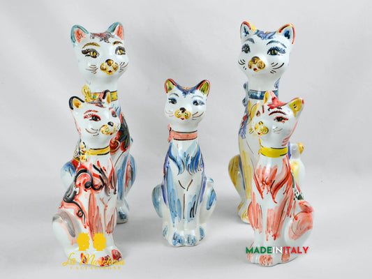 Gatto Aristogatto Decorato in Ceramica di Caltagirone - Varie Misure