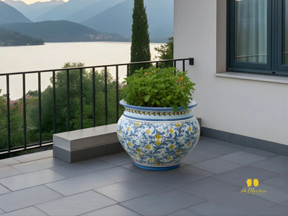 Portavaso in Ceramica di Caltagirone 600 blu antico - Varie Misure