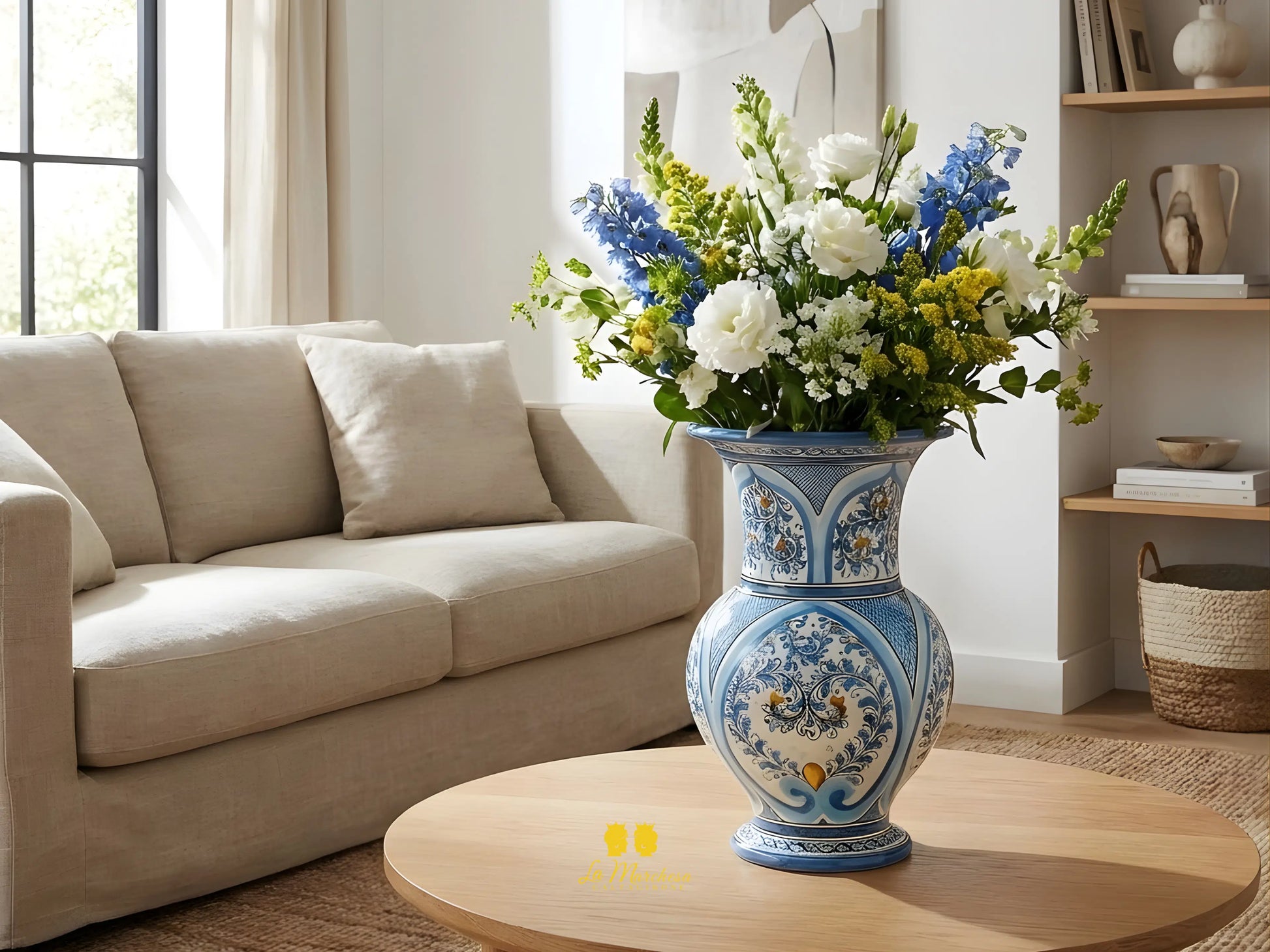 Vaso Per Fiori Decorato in Ceramica di Caltagirone 41cm - Vari Decori