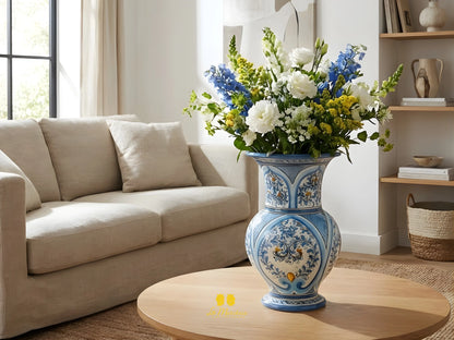 Vaso Per Fiori Decorato in Ceramica di Caltagirone 41cm - Vari Decori