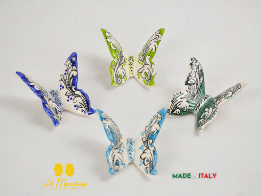 Set Farfalle Decoro Ornato Barocco in Ceramica di Caltagirone 8cm
