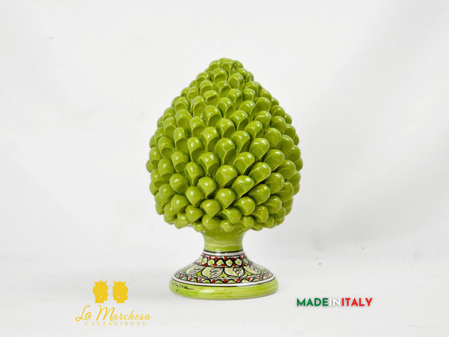 Pigna Siciliana in Ceramica di Caltagirone Verde Oliva - Varie Dimensioni