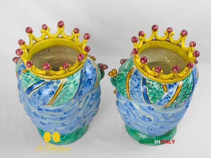 Teste di Moro in Ceramica di Caltagirone Etna Fichi D'India 35cm