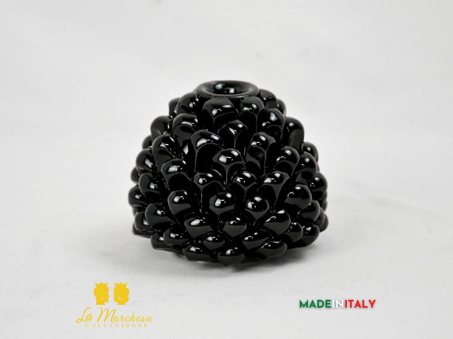 Profumatore Pigna Nero in Ceramica di Caltagirone 11cm