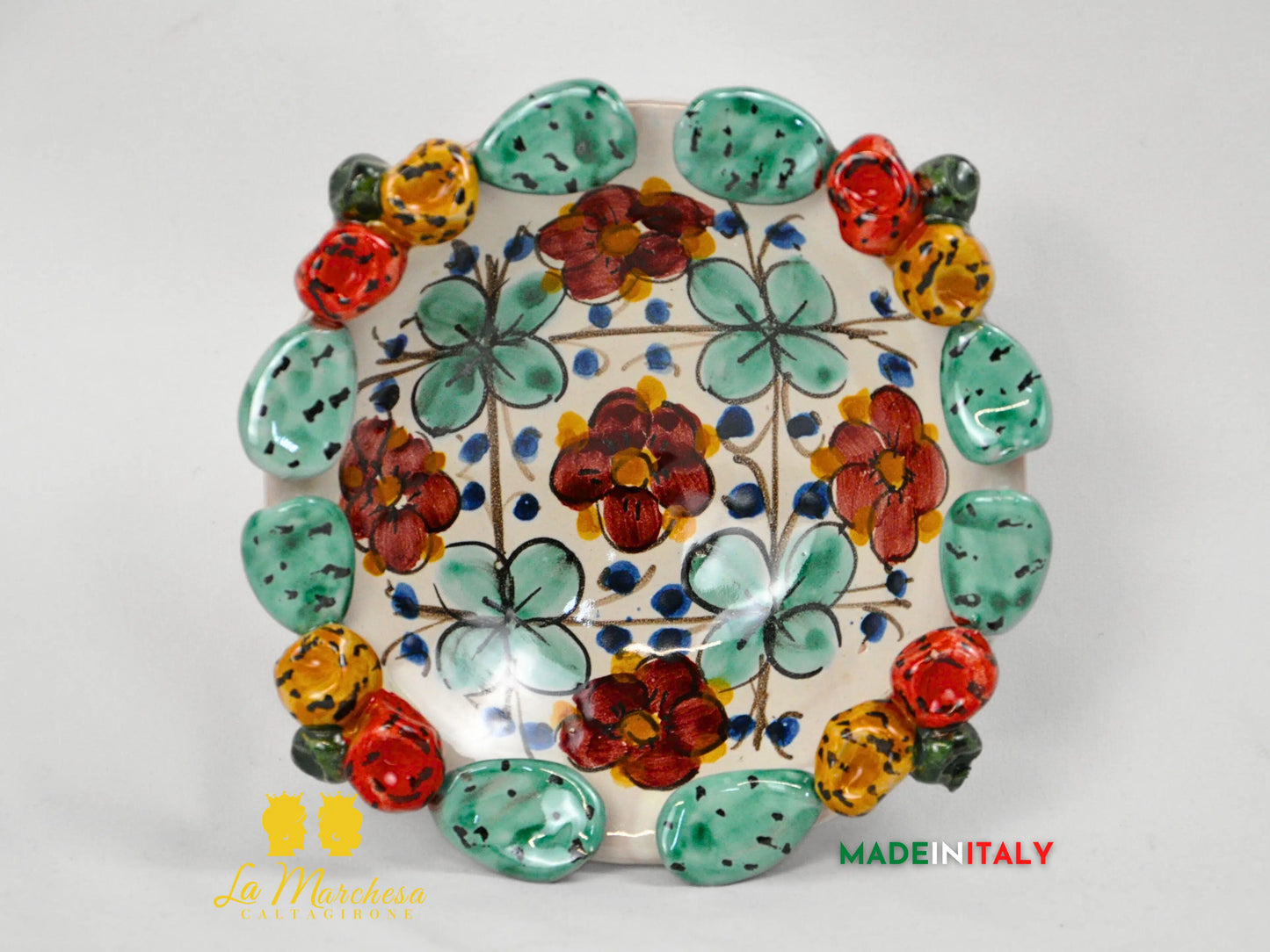 Ciotolina in Ceramica di Caltagirone Fichi D'India 17cm