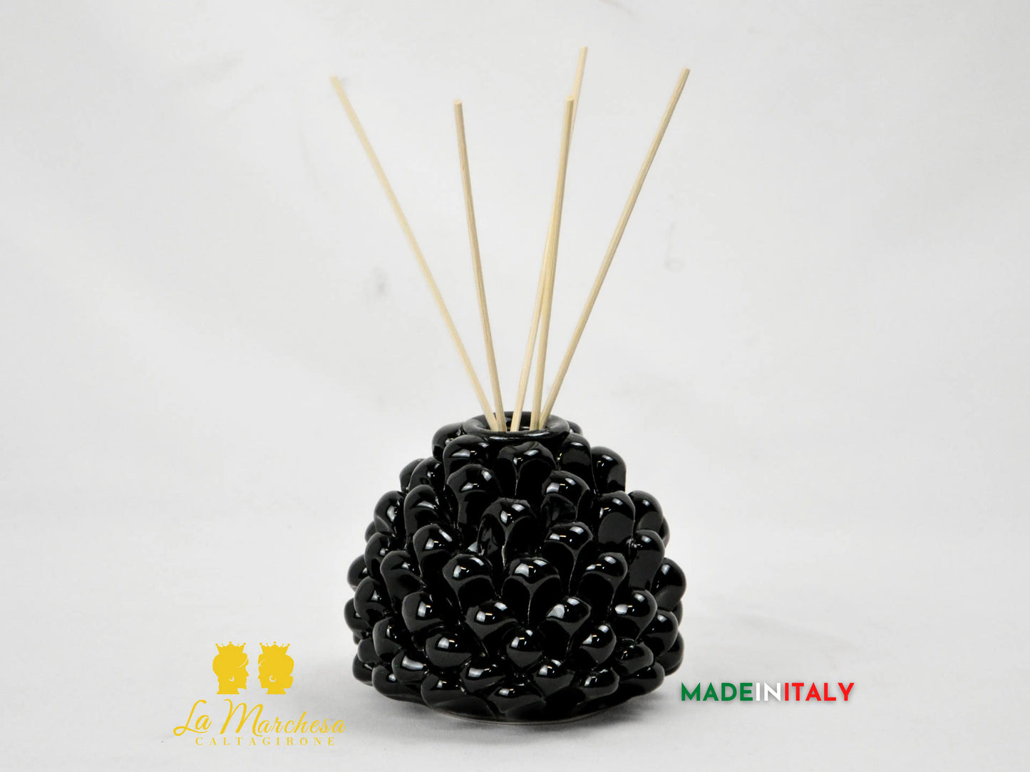 Profumatore Pigna Nero in Ceramica di Caltagirone 11cm