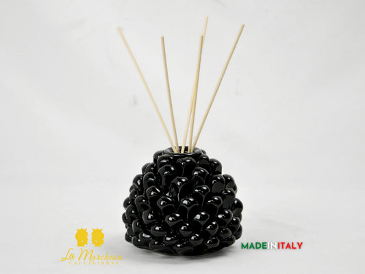 Profumatore Pigna Nero in Ceramica di Caltagirone 11cm
