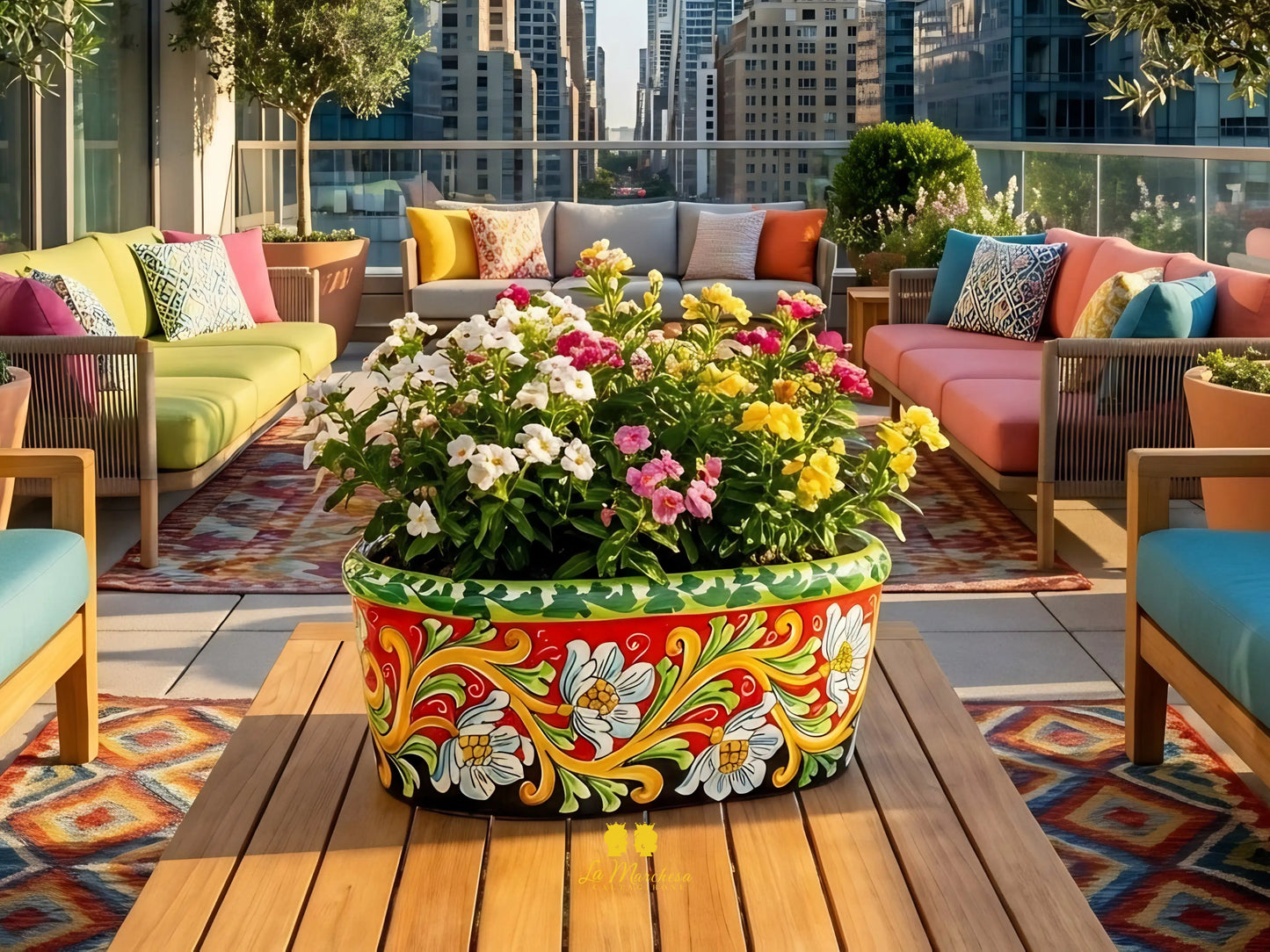 Fioriera Ovale in Ceramica di Caltagirone 37cm - Vari Decori