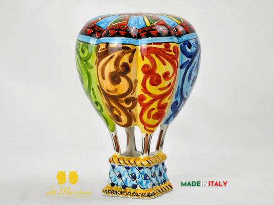 OUTLET - Mongolfiera Decorata in Ceramica di Caltagirone 19cm