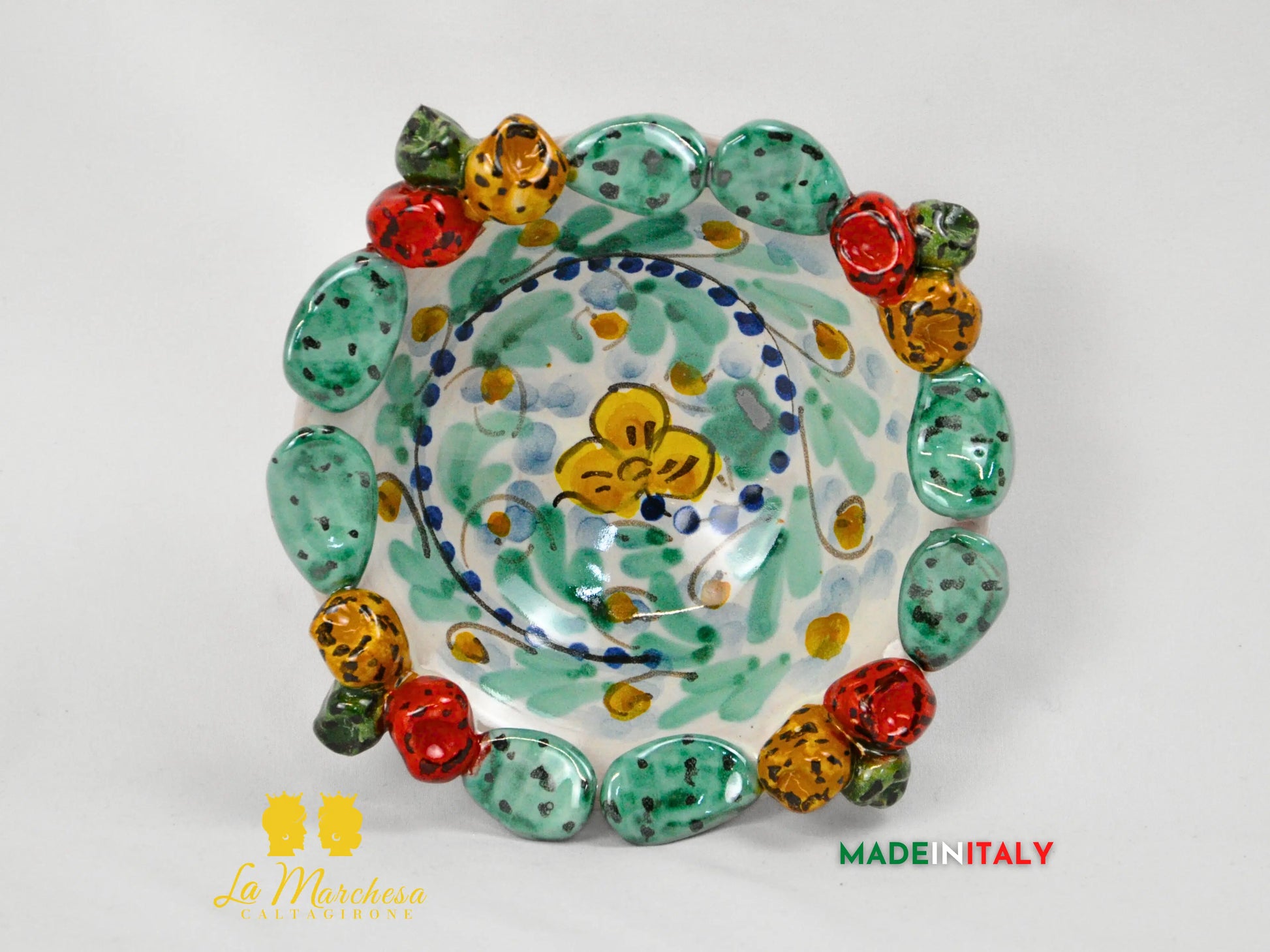 Ciotolina in Ceramica di Caltagirone Fichi D'India 17cm