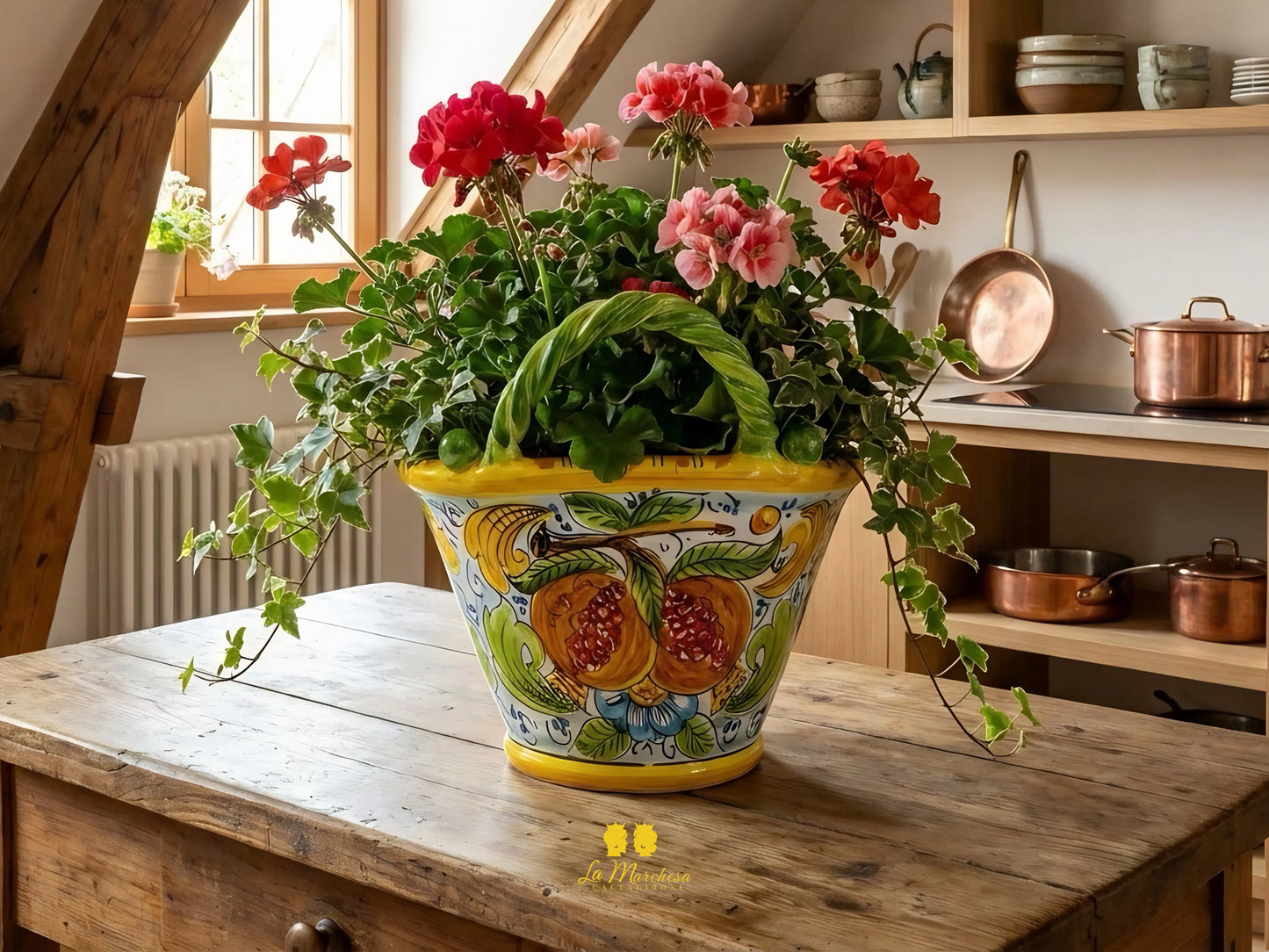 Vaso Porta Pianta Coffa in Ceramica di Caltagirone 22cm