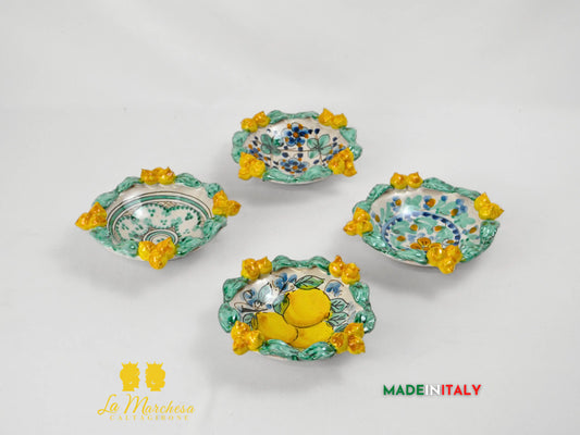 Ciotolina Limoni in Ceramica di Caltagirone Decorata 18cm