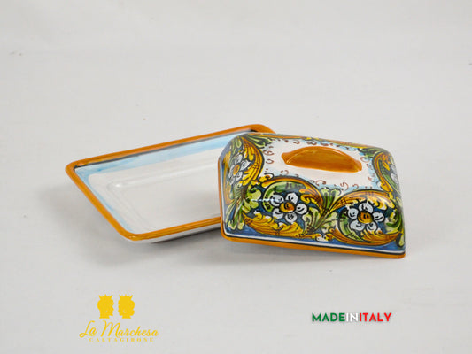 Fine Serie - Porta Burro Decoro Ornato Blu in Ceramica di Caltagirone