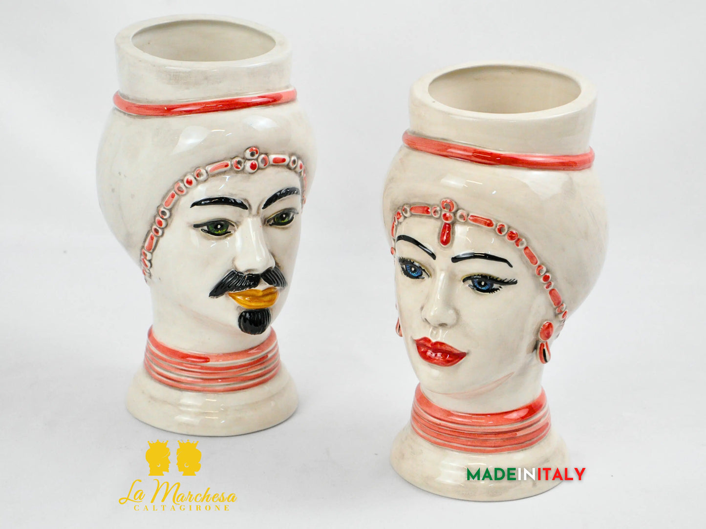 FINE SERIE - Teste di Moro Fumè Rosso in Ceramica di Caltagirone 22cm