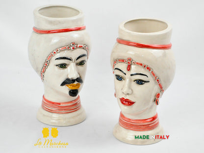 FINE SERIE - Teste di Moro Fumè Rosso in Ceramica di Caltagirone 22cm