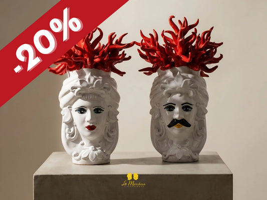Teste di Moro Ceramica di Caltagirone coralli h24 - Vari Modelli