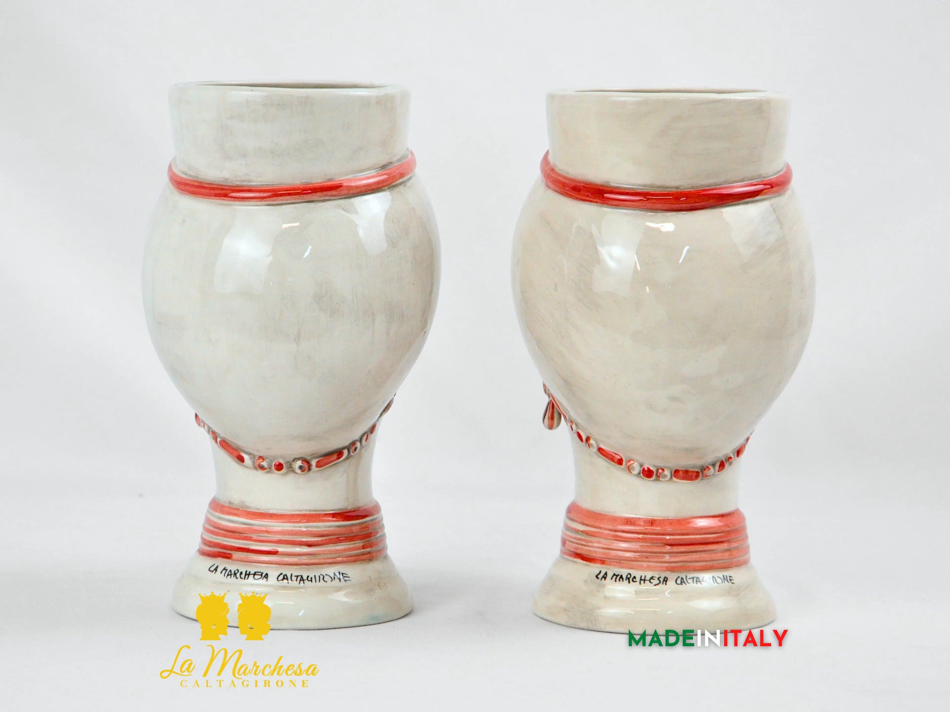 FINE SERIE - Teste di Moro Fumè Rosso in Ceramica di Caltagirone 22cm