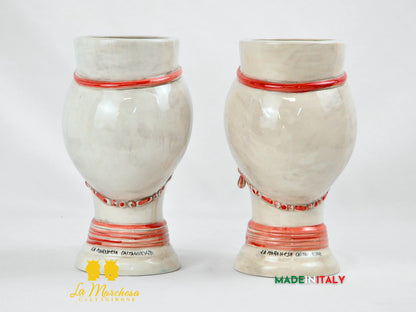 FINE SERIE - Teste di Moro Fumè Rosso in Ceramica di Caltagirone 22cm