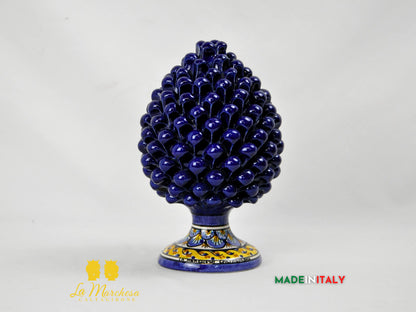 Pigna Siciliana Blu Cobalto in Ceramica di Caltagirone 26cm