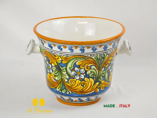 Secchiello Porta Ghiaccio Vino o Spumante in Ceramica di Caltagirone H20