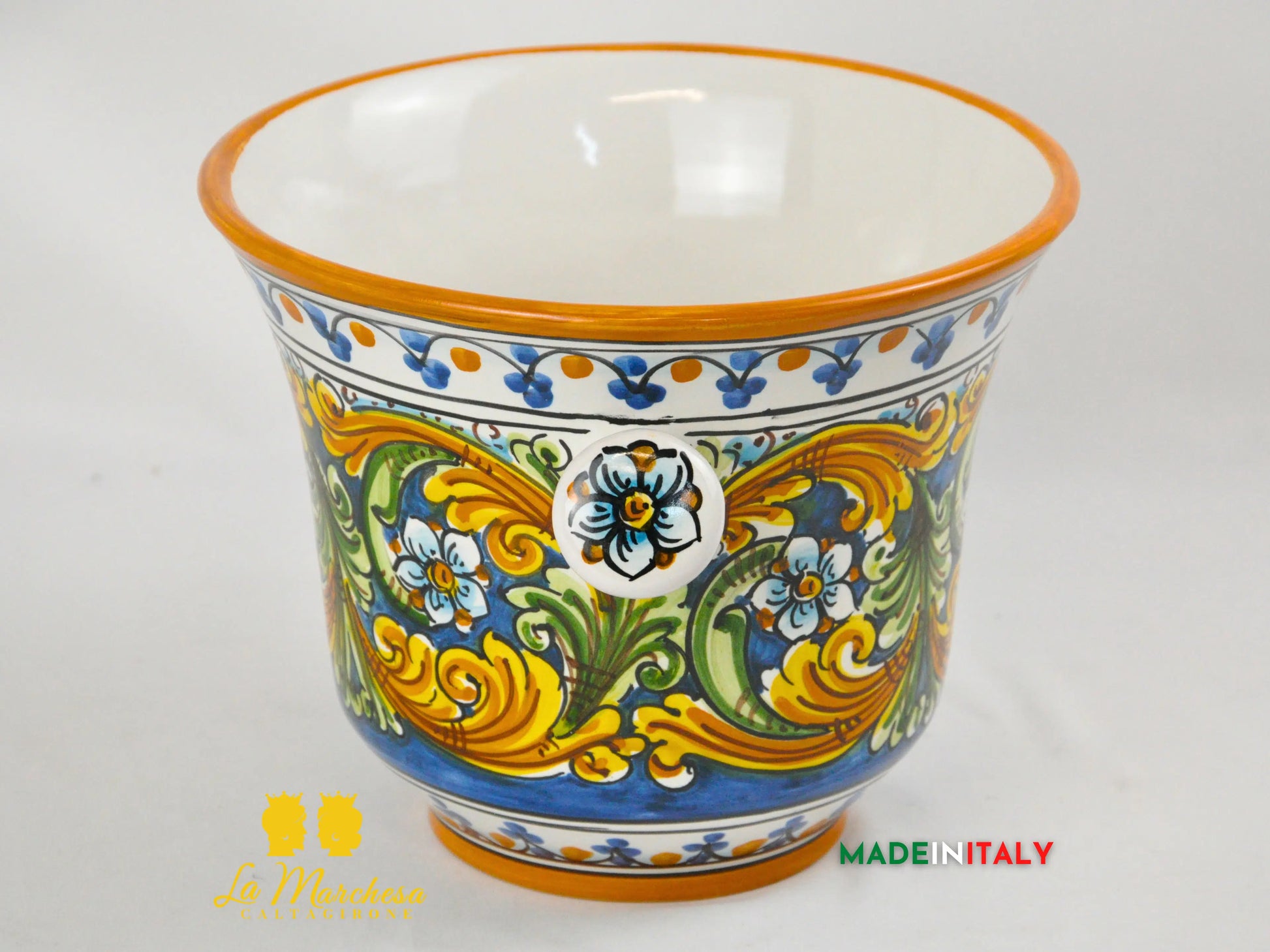 Secchiello Porta Ghiaccio Vino o Spumante in Ceramica di Caltagirone H20