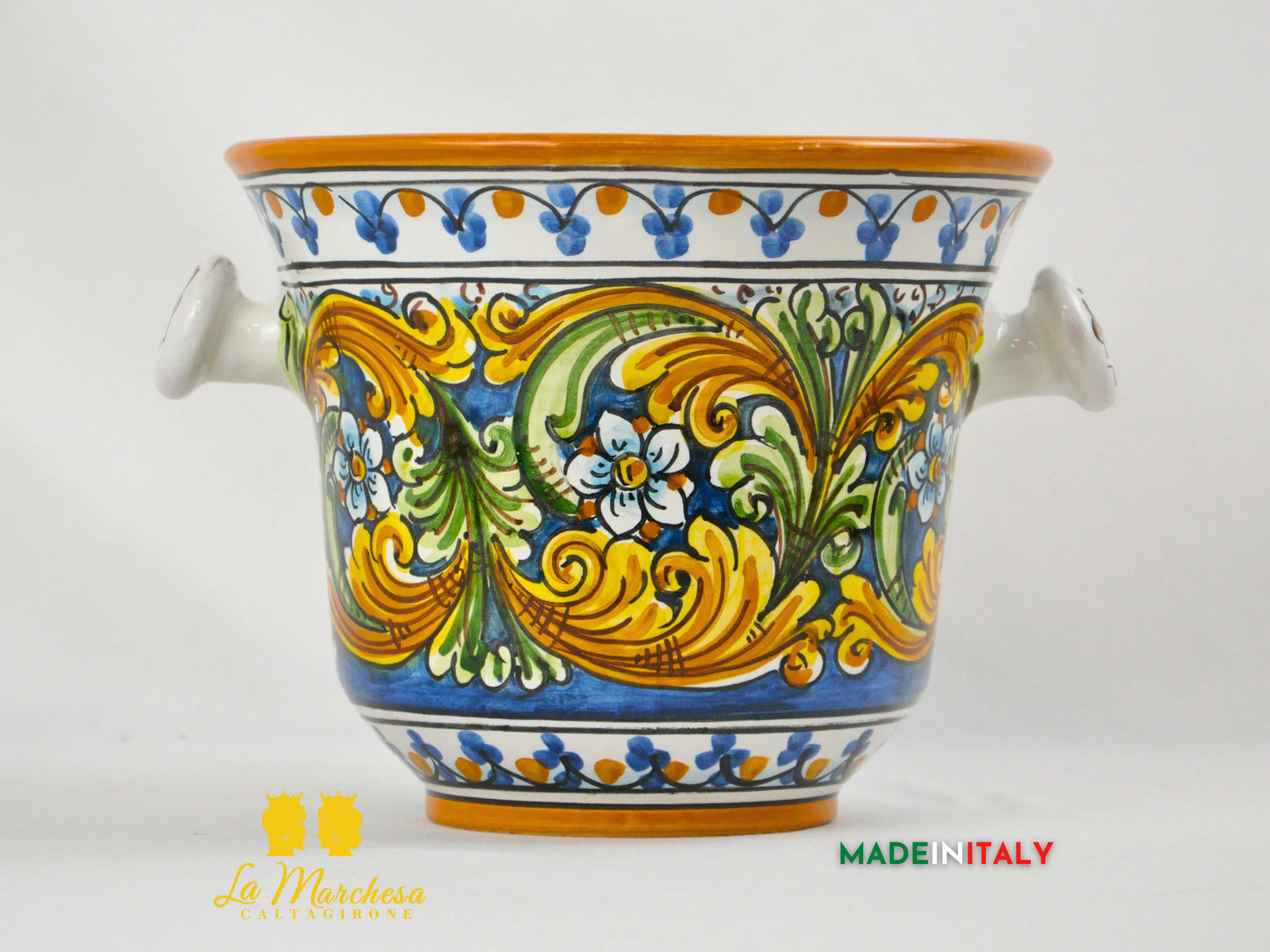 Secchiello Porta Ghiaccio Vino o Spumante in Ceramica di Caltagirone H20