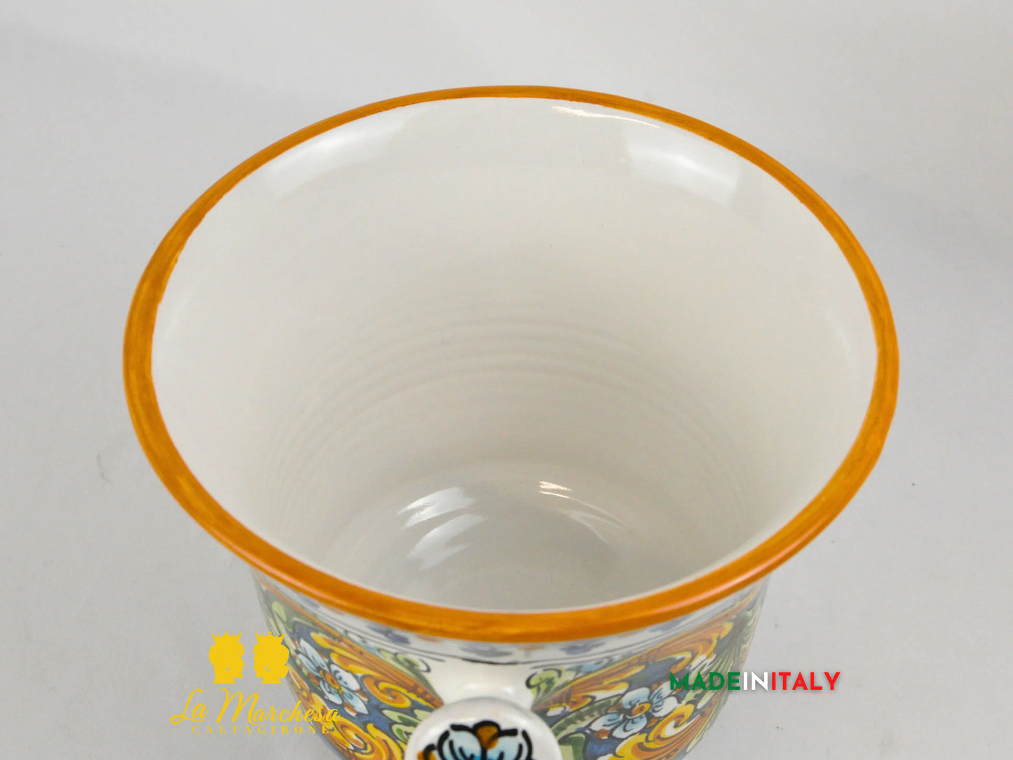 Secchiello Porta Ghiaccio Vino o Spumante in Ceramica di Caltagirone H20