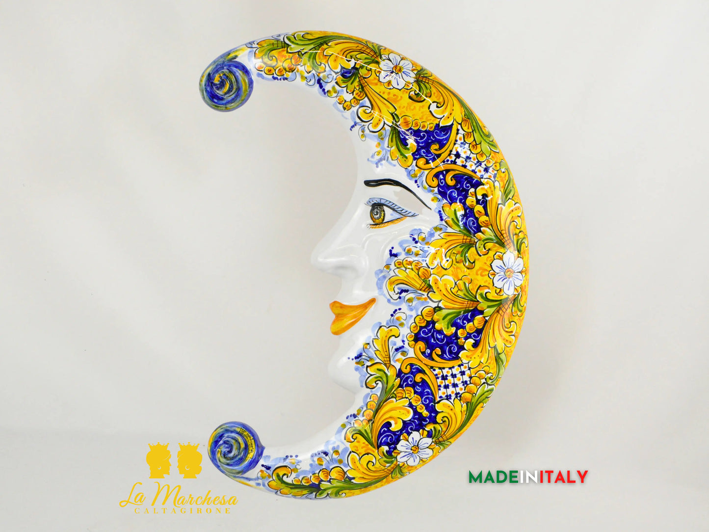 Luna Decorazione da Parete in Ceramica di Caltagirone 56cm - Vari Decori