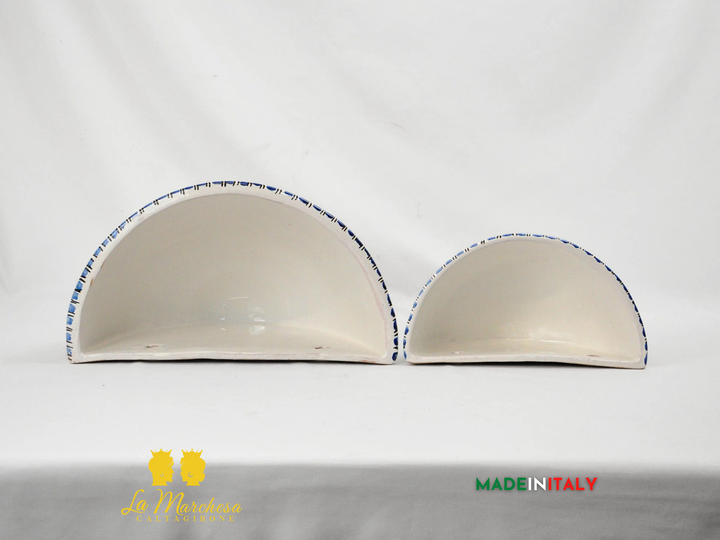 “GERLA” Portavaso da Parete in Ceramica di Caltagirone Limoni Blu - Varie Misure