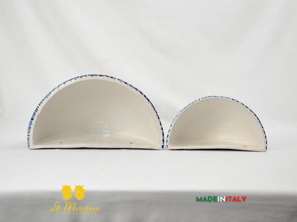 “GERLA” Portavaso da Parete in Ceramica di Caltagirone Limoni Blu - Varie Misure