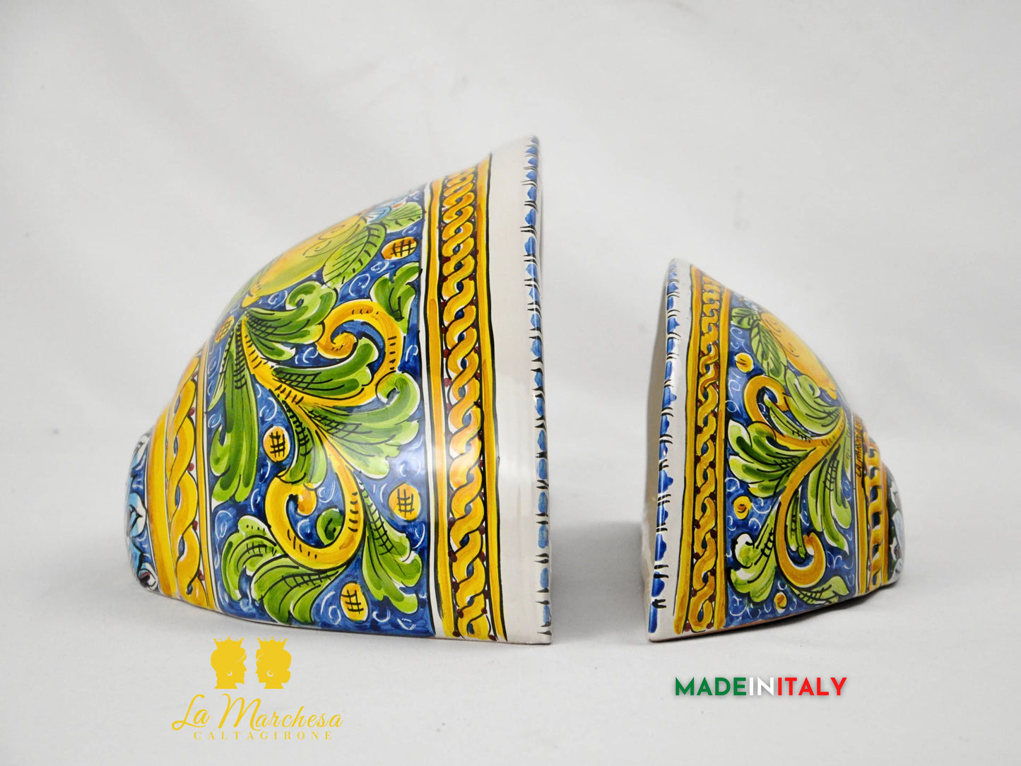 “GERLA” Portavaso da Parete in Ceramica di Caltagirone Limoni Blu - Varie Misure