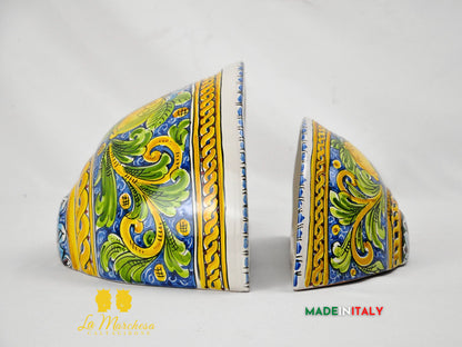 “GERLA” Portavaso da Parete in Ceramica di Caltagirone Limoni Blu - Varie Misure