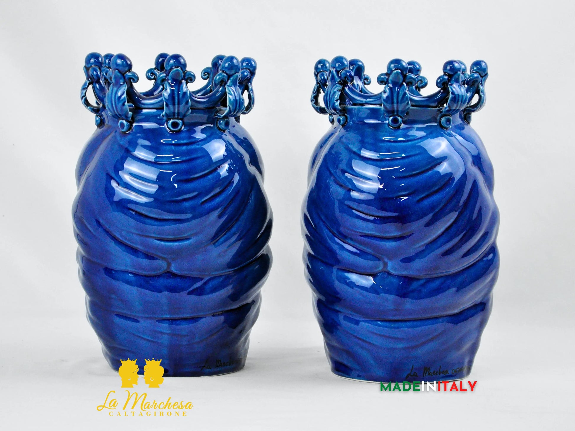 Teste di Moro Blu Corona Ceramica di Caltagirone 28cm