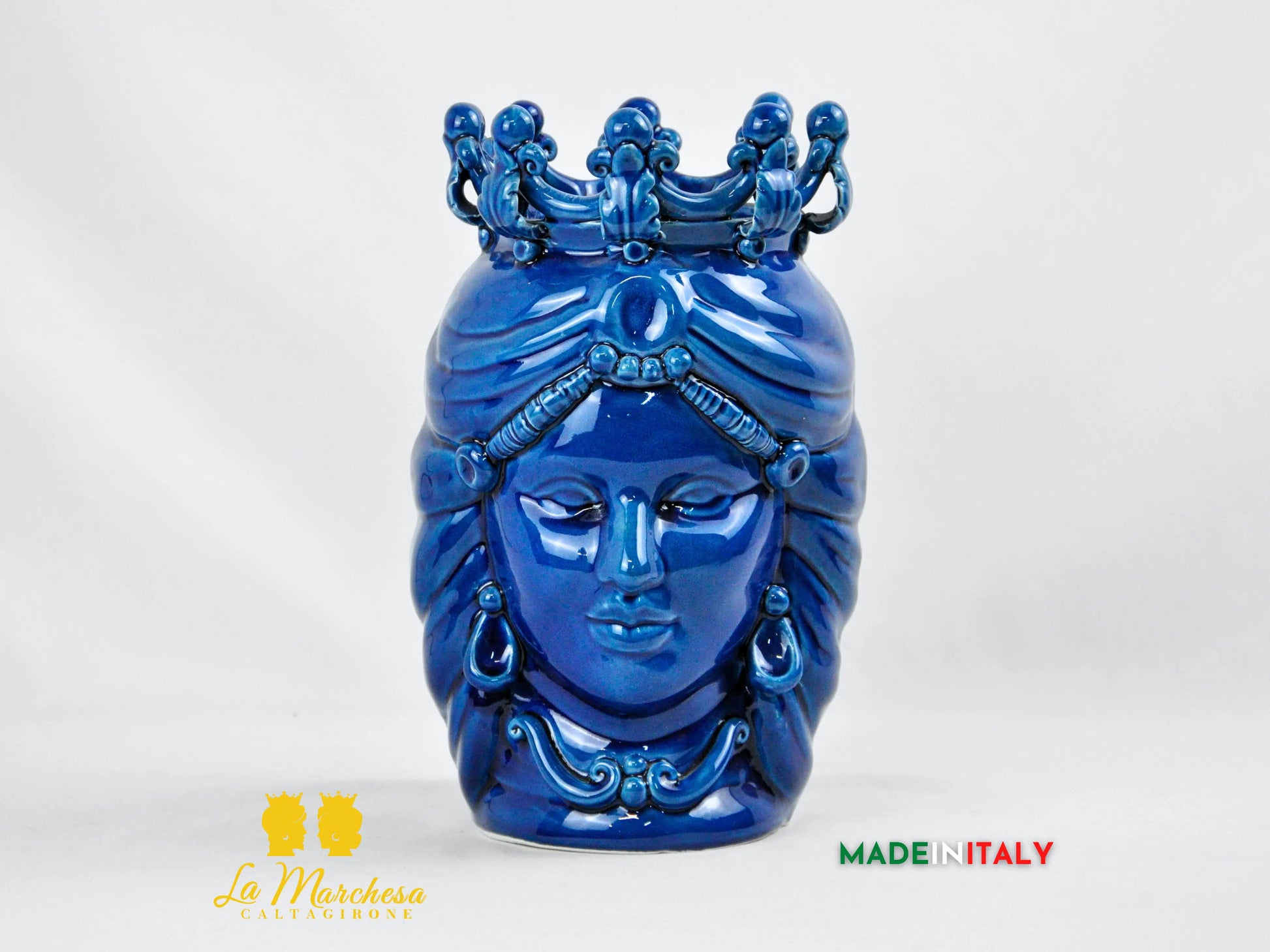Teste di Moro Blu Corona Ceramica di Caltagirone 28cm