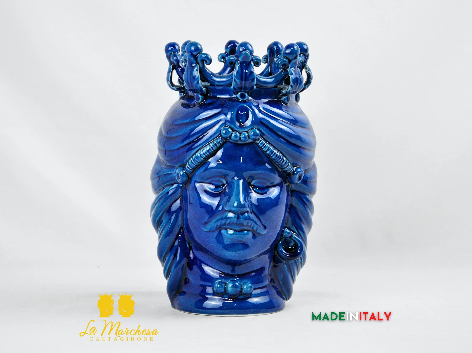 Teste di Moro Blu Corona Ceramica di Caltagirone 28cm