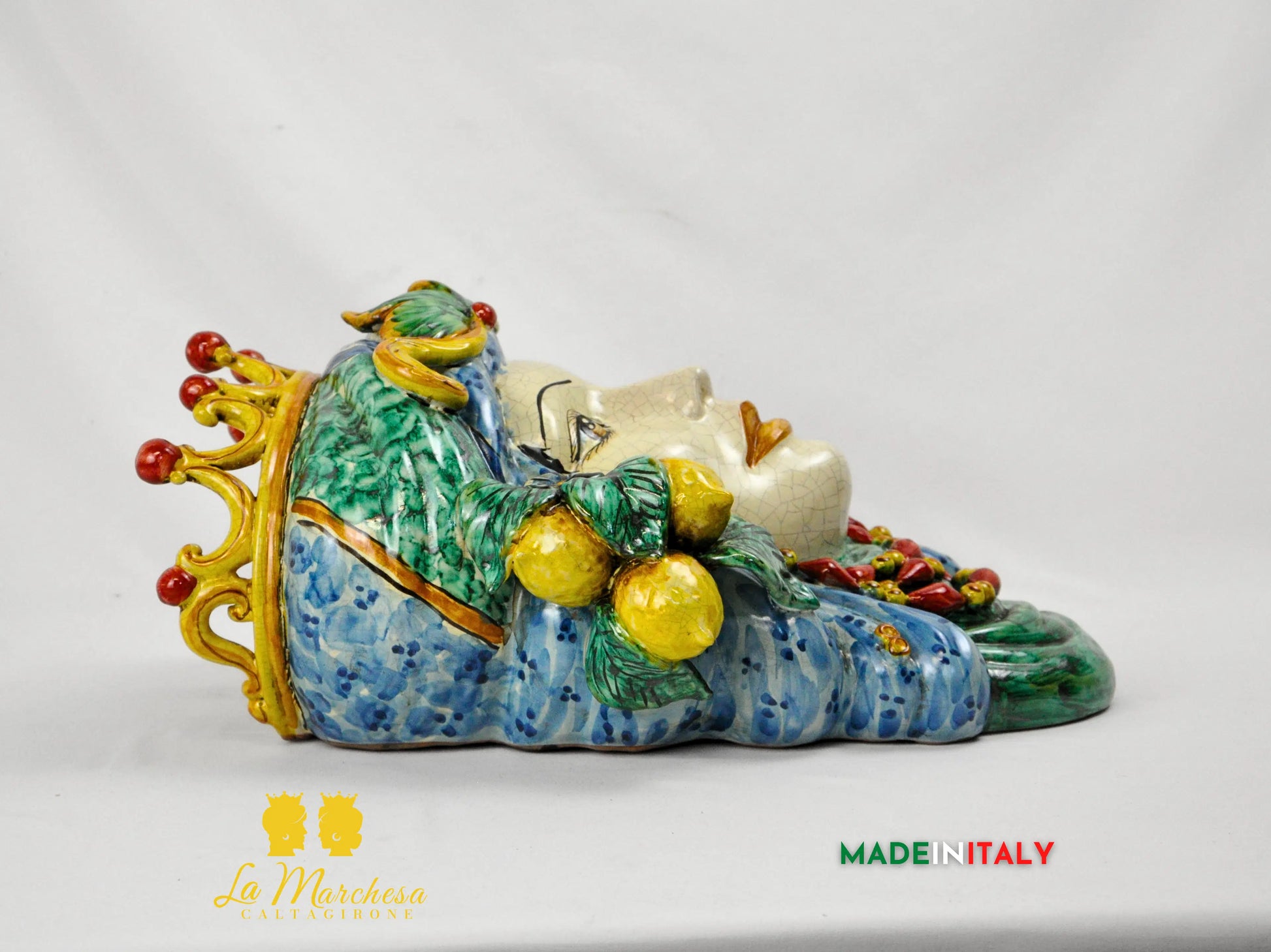 Teste di Moro in Ceramica di Caltagirone da Parete Craquelé 44cm - Vari Modelli