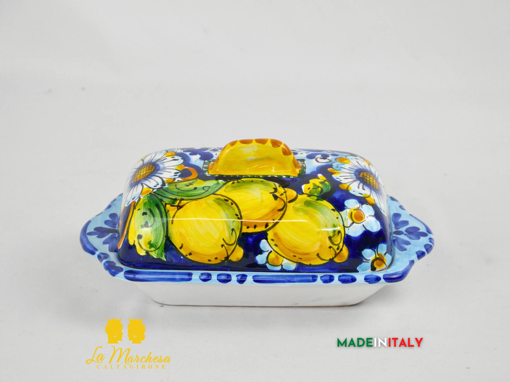 Porta Burro Decoro Limoni in Ceramica di Caltagirone