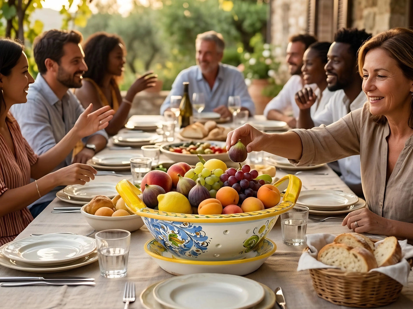 Scola Mozzarella e Frutta Decorato in Ceramica di Caltagirone 28cm