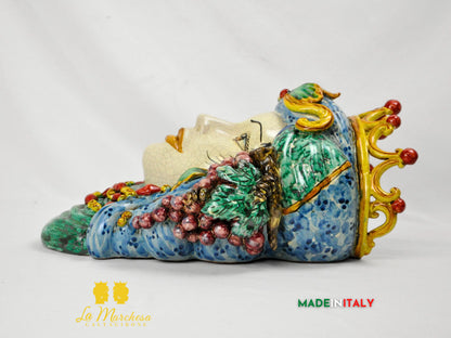 Teste di Moro in Ceramica di Caltagirone da Parete Craquelé 44cm - Vari Modelli