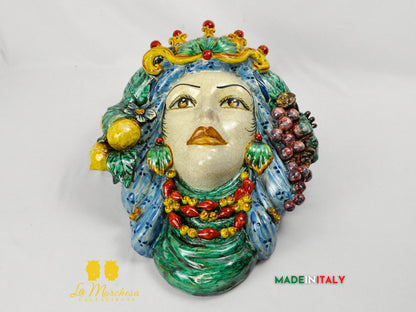 Teste di Moro in Ceramica di Caltagirone da Parete Craquelé 44cm - Vari Modelli