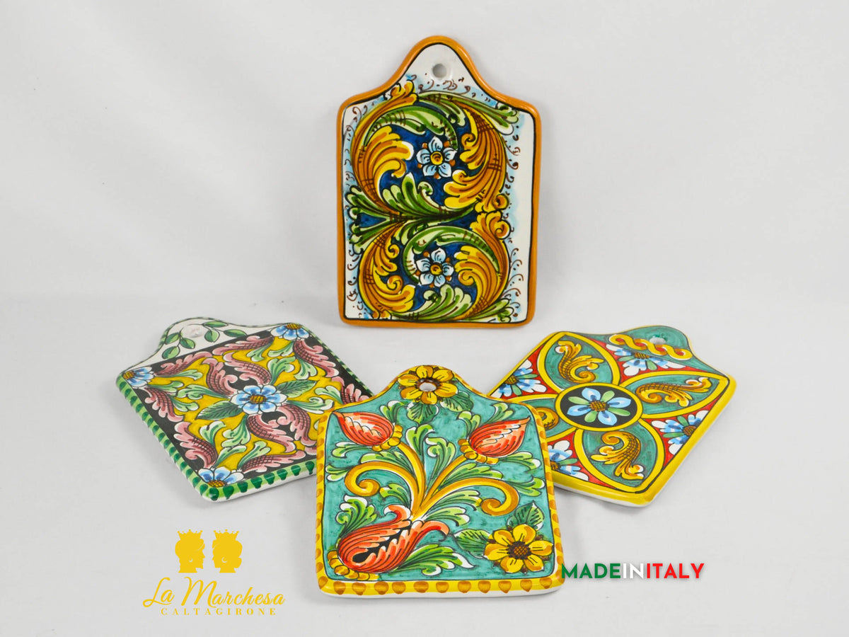 Tagliere Decorato Rettangolare in Ceramica di Caltagirone 25cm - Vari Decori