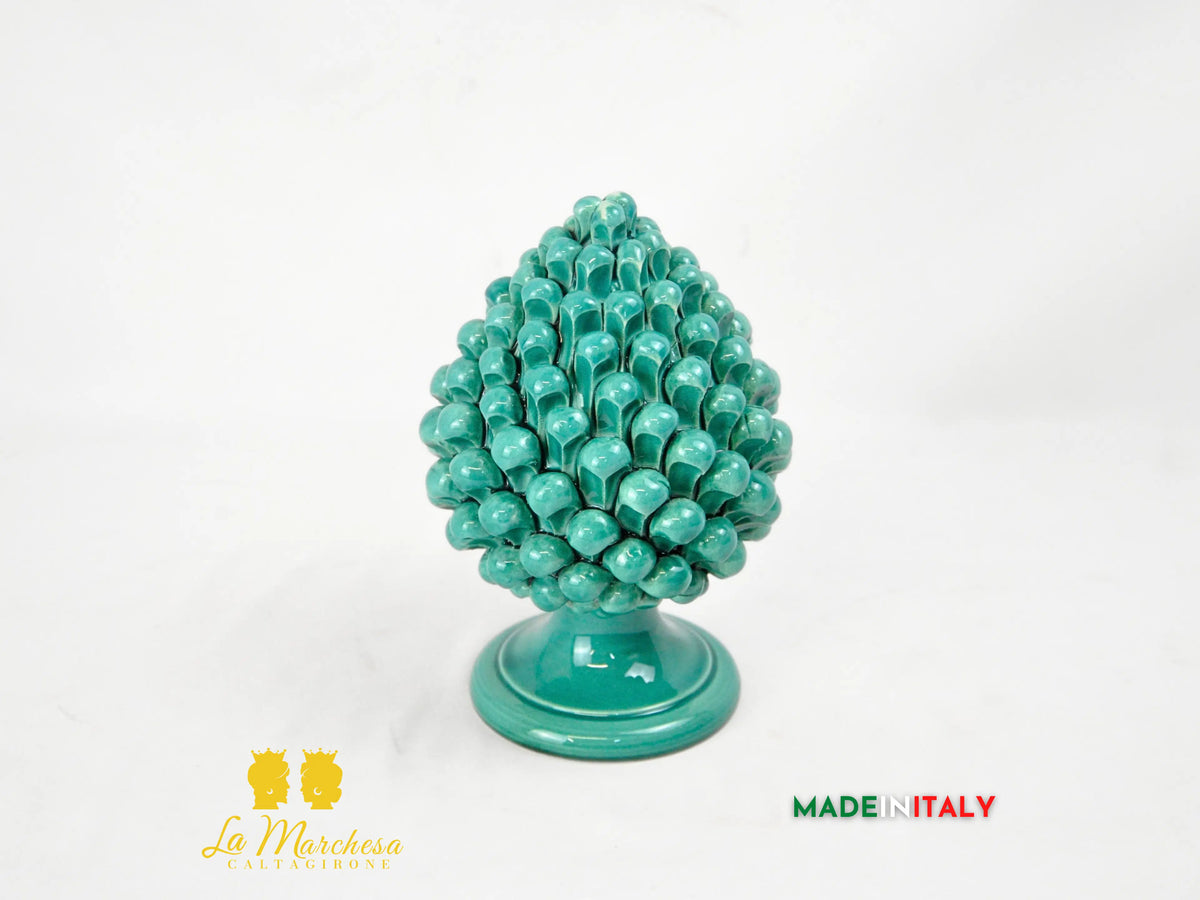 OUTLET - Pigna Siciliana in Ceramica di Caltagirone Verde Rame 22cm