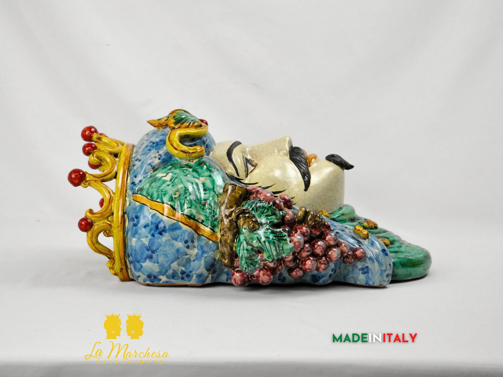 Teste di Moro in Ceramica di Caltagirone da Parete Craquelé 44cm - Vari Modelli
