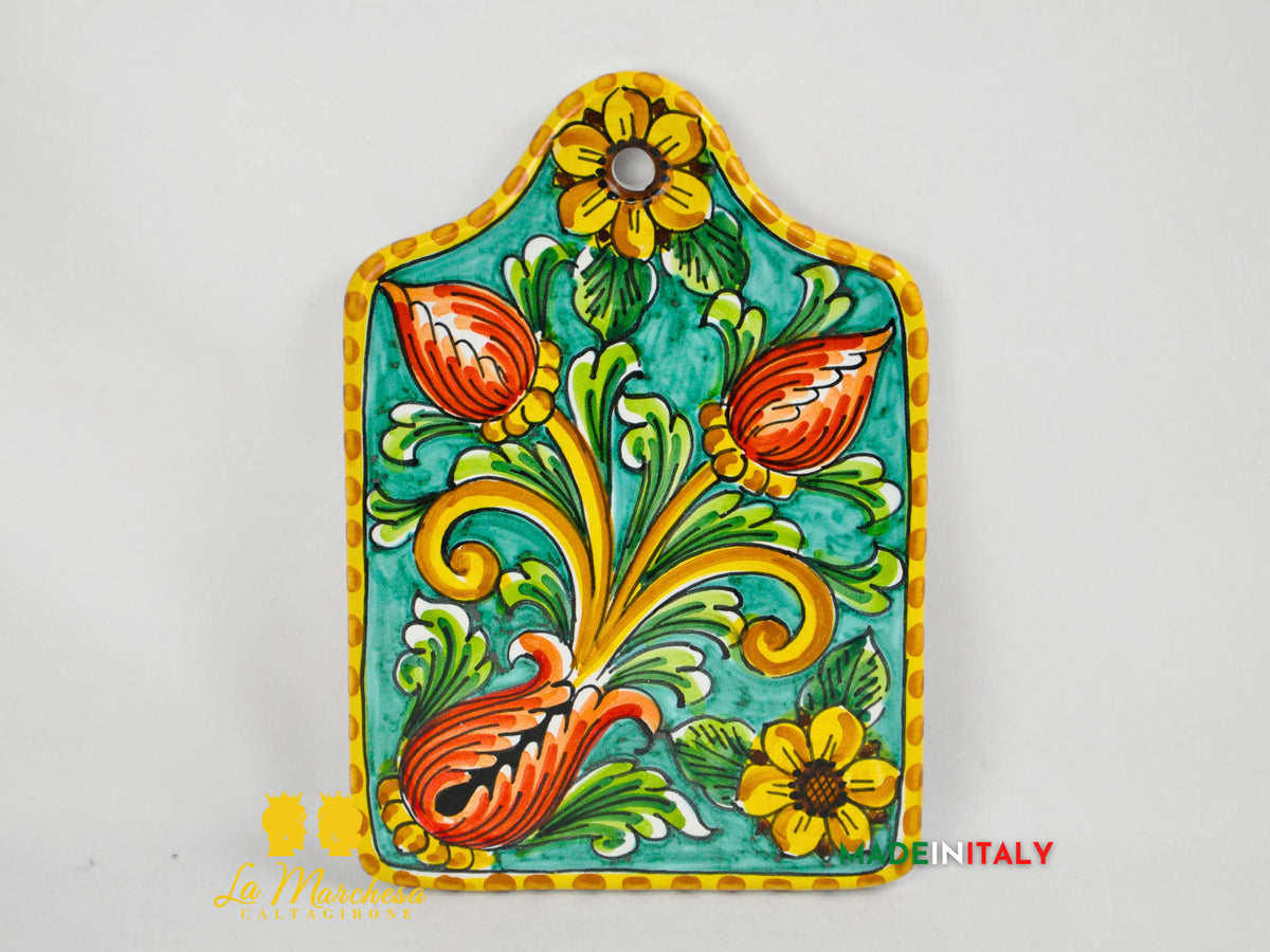 Tagliere Decorato Rettangolare in Ceramica di Caltagirone 25cm - Vari Decori